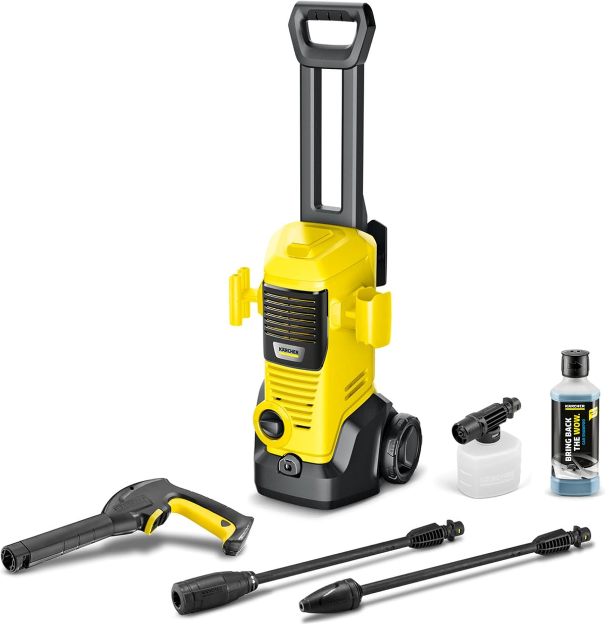 Hidrolimpiadora Kärcher K 3 FJ, presión: máx. 120 bar, caudal: 380 l/h, superficie: 25 m²/h, peso: 4,34 kg, pistola y manguera de alta presión, lanza Vario Power y asa de transporte