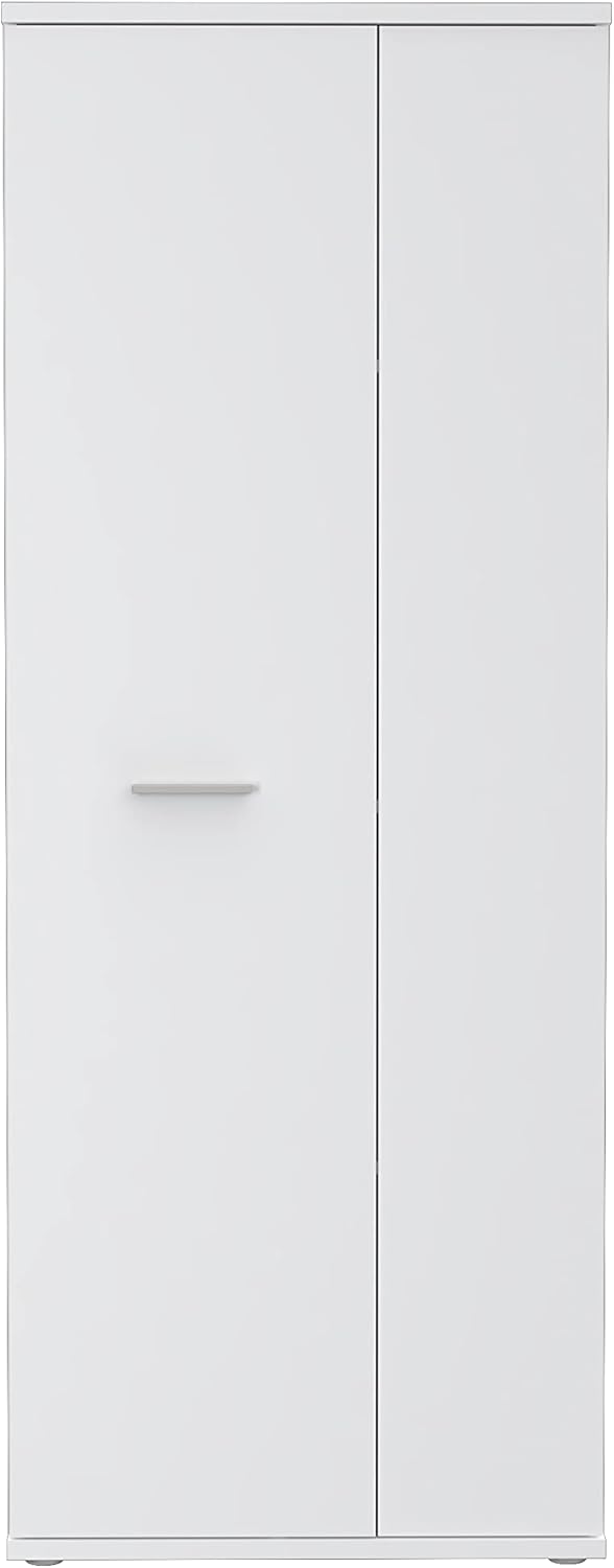 FORTE NET106 Armario 70 180, armario multiusos blanco, armario para aspiradora, trastero, armario de puertas batientes, 2 puertas con estantes, 69 cm de ancho x 179 cm de alto x 35 cm de profundidad