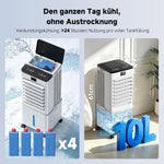 Klimagerät ohne Abluftschlauch 10L, 60W Klimaanlage Mobil, 12H Timer, klimaanlage ohne abluftschlauch 3 Modus, 120°Oszillation, Abnehmbare Wassertank, Tragbarer Luftkühler für Zuhause Büro Perlweiß