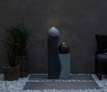 Fuente de jardín Dehner Ying Yang con iluminación LED, aprox. 94 x 41,5 x 24 cm, poliresina, gris