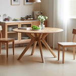 YESWOOD Massivholz Esstisch aus Eiche, runder Tisch 120 cm, 0 Furnier, moderner Küchentisch, runder Esszimmertisch, stabil, Dining Tables für 4-6 Personen, 120x120x74,8 cm, Naturfarbe