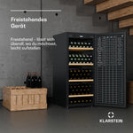 Nevera para vinos Klarstein CellarMax de libre instalación - 155 botellas, 5-20 °C, control táctil, puerta de metal, estantes de madera, alarma, clase energética E, vinoteca grande