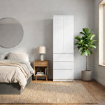 Armario Home Collective, ropero, armario multiusos de 2 puertas con 3 estantes y 3 cajones | Armario para dormitorio, recibidor u oficina | 50x40x180 cm (AnxPrxAl) | Blanco