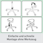 Taburete ajustable en altura Leitz Ergo Active (47–60 cm) con ruedas, taburete de oficina con cojín de asiento, taburete giratorio ergonómico para el hogar, la oficina, el ocio y las aficiones, serie Ergo, negro, 65770095