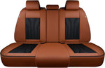 Fundas de asiento trasero FLORICH, fundas de asiento de coche de piel, protector de asiento trasero impermeable, cojín de asiento universal para la mayoría de coches, camionetas y SUV - Marrón y negro