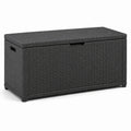 Caja de almacenamiento de plástico con aspecto de ratán 118x55x44 cm antracita