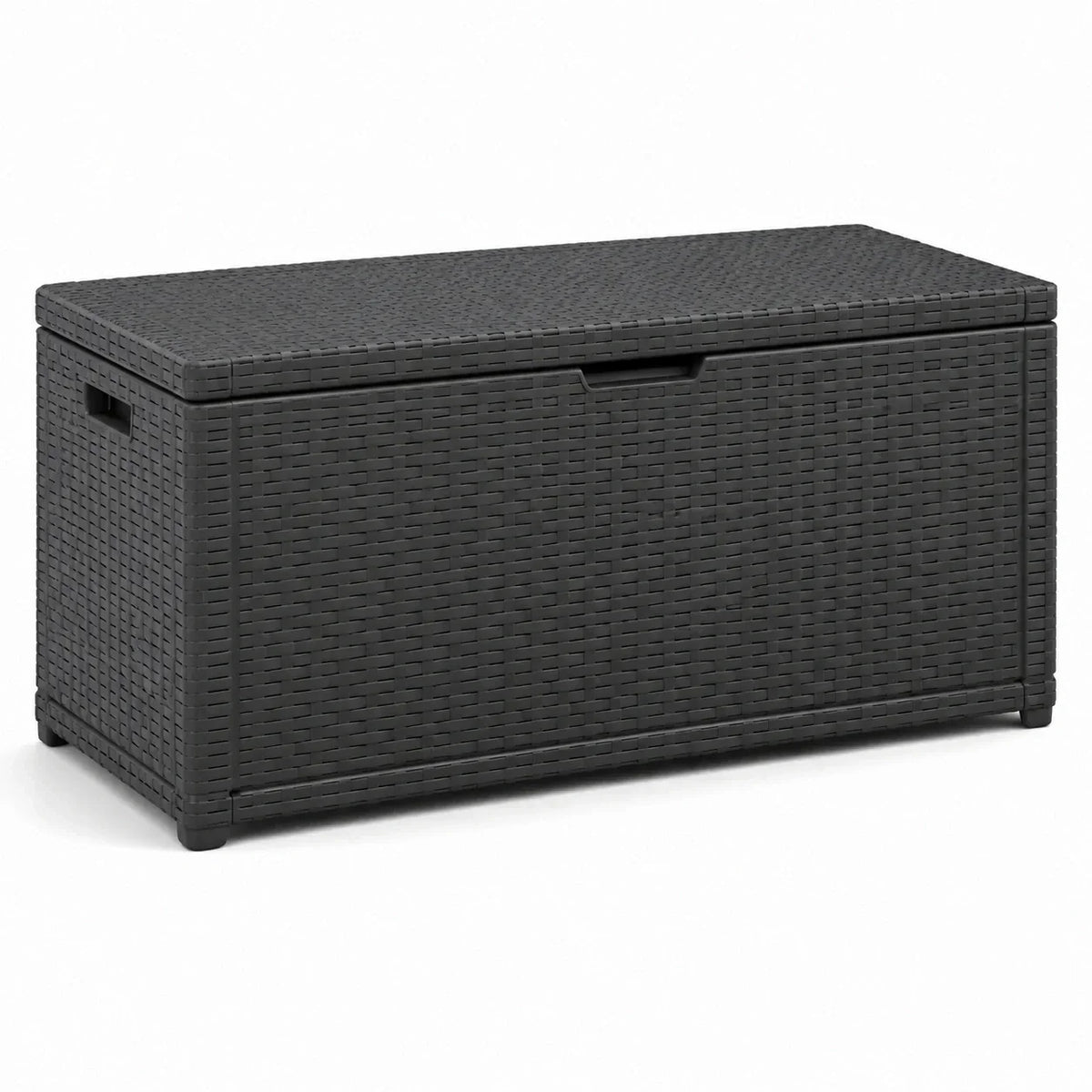 Caja de almacenamiento de plástico con aspecto de ratán 118x55x44 cm antracita