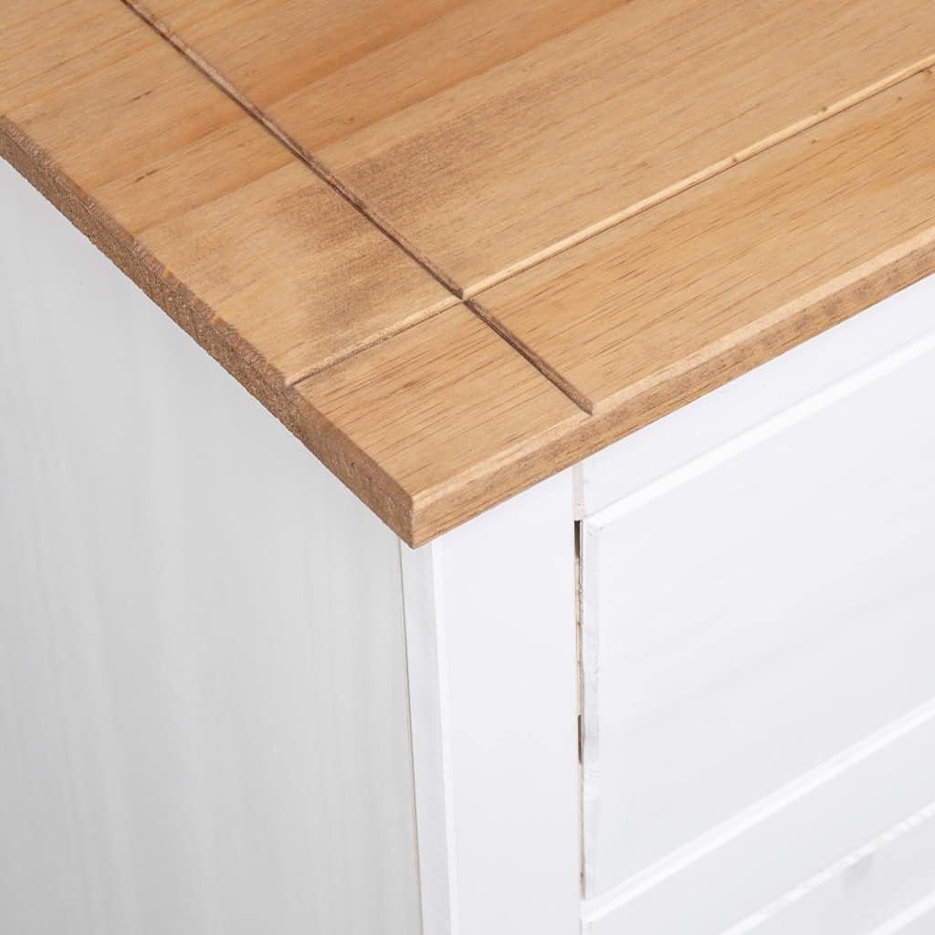vidaXL Aparador de madera maciza de pino de Panamá con 3 cajones y 3 puertas, cómoda, mueble auxiliar, armario multiusos, alacena, blanco, 135x40x80 cm