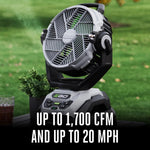 Ventilador oscilante EGO Power+ FN1000 con 6 modos de velocidad, 3 modos de oscilación, 3 modos de nebulización, batería y cargador no incluidos, 25,4 cm, 1700 CFM, 20 MPH