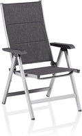 KETTLER BasicPlus Padded Klappstuhl, Silber/anthrazit, Alu/Textilene, 0301201-9000, verstellbare Rückenlehne