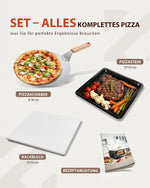 Horno para pizza eléctrico 450°C – Pizza napolitana en 90 segundos, ventana de visualización e iluminación interior, 6 programas y 6 modos de cocción, modo de chef profesional, pala para pizza, piedra para pizza y bandeja de horno, plateado