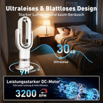 Ventilador de torre sin aspas QG660, calentador y ventilador de refrigeración 2 en  1, 10 niveles de refrigeración y 3 de calefacción, mando a distancia y control táctil, motor CC ultra silencioso y de bajo consumo