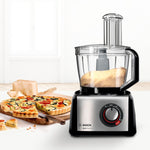 Procesador de alimentos compacto Bosch MultiTalent 8, más de 50 funciones, bol de 3,9 L, batidora de 1,5 L, cuchilla universal, para cortar y rallar (fino, grueso), disco batidor (nata), exprimidor, 1250 W, MC812844
