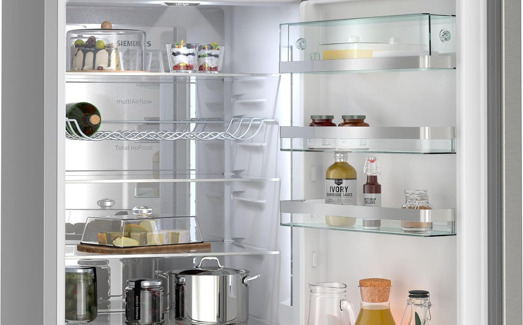 Siemens KG39NAIAU iQ500 Frigorífico combi de libre instalación, congelador inferior, 363 l, Total noFrost, hyperFresh, extremadamente silencioso, iluminación LED, 203 x 60 cm, acero inoxidable antihuellas