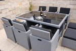 Ragnarök-Möbeldesign Heimdall Premium PolyRattan - Deutscher Hersteller - 8 Jahre GARANTIE - Aluminium Gartenmöbel Essgruppe Tisch Stuhl Hocker Platinum Grau Rostfrei Sitzgruppe