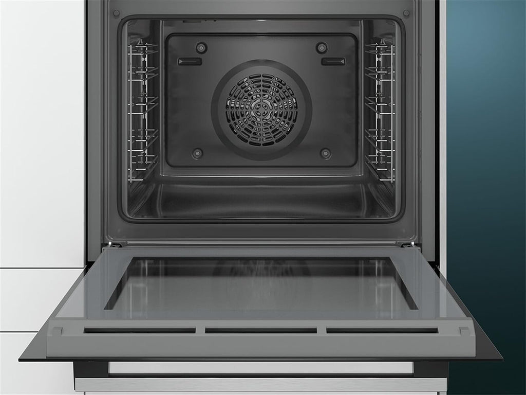 Horno eléctrico empotrable Siemens HB517ABS0 iQ500, acero inoxidable, cookControl10, precalentamiento rápido, aire caliente 3D plus, negro