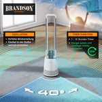 Brandson - Turmventilator DC ECO Line - DC Motor sehr leise - Sleep-Modus – mit Fernbedienung – 3 Modi – Oszillation – energieeffizient – für Schlafzimmer Büro Wohnzimmer Kinderzimmer