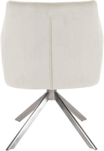 CLP Silla de comedor Swing con tapizado de terciopelo I Silla acolchada giratoria I Silla de cocina con respaldo, color: crema, color de la estructura: acero inoxidable