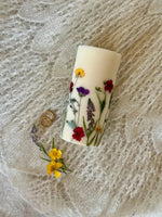 Vela de soja con estampado floral, vela aromática, 14 cm x 7 cm, 45–50 horas de duración