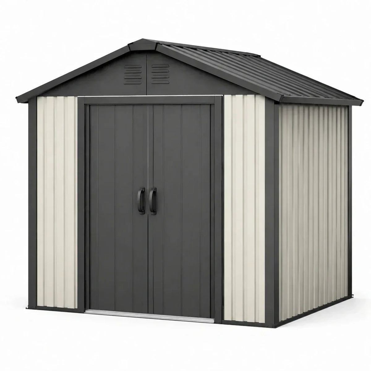 Cobertizo de jardín de chapa de acero galvanizado 213x127x185 cm antracita/beige