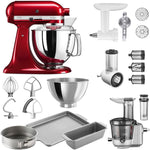 Robot de cocina KitchenAid Artisan, 4,8 litros, incluye accesorios, picadora de carne, cortador de verduras, accesorio para zumos, kit de repostería con 2 moldes y 1 bandeja para horno, mega set de invierno