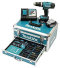 Makita DHP453RFX2 Akku Schlagbohrschrauber 18 V 3000 mAh im Alukoffer mit 96teiligem Zubehörset Blau Silber