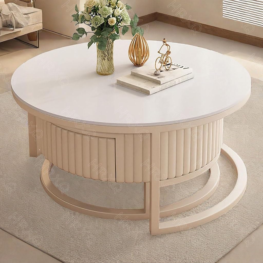 Runder Couchtisch Weiß Couchtisch Rund 2er Set Wohnzimmertisch Nesting Kaffeetisch Für Wohnzimmer, Balkon Und Büro - 70cm+50cm