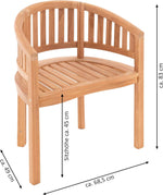 Nexos Trading DIVERO Silla de plátano Sarasota curvada de madera de teca, tratada – Hecha a mano – Color: marrón natural