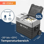 Kompressor Kühlbox elektrisch, Gefriertruhe mit APP-Steuerung, USB-Anschluss, 12/24V, 230V, Räder, transportabler Kühlschrank, Kühltruhe, Gefrierbox bis -20 °C für Auto, LKW, Boot (52L - anthrazit)