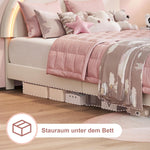 Cama tapizada infantil 90x200 con iluminación LED, estructura de cama individual con somier, cama de princesa para niña con cabecero en forma de conejo para dormitorio, tela de terciopelo, blanco (Blanco-C, 90x200 cm)