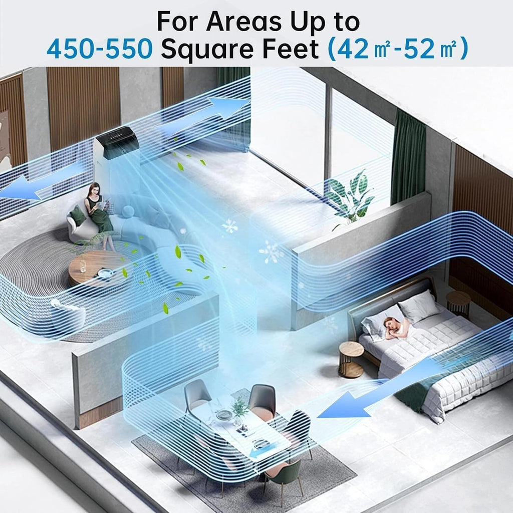 Aire acondicionado portátil GarveeLife 12000 BTU 5 en 1 – Enfriamiento, deshumidificador 45 l/día, ventilador de 3 velocidades, modo nocturno – Ultra silencioso, pantalla digital, temporizador de 24 horas, control remoto
