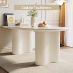 Mesa de comedor blanca con patas de columna, mesa minimalista moderna para 4-6 personas, ideal para comedor, cocina y espacios pequeños, diseño que ahorra espacio, elegante y duradera, solo mesa de comedor. (160 cm)