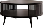 Mesa de centro Mirjan24 Rajkon con estante, forma redonda, patas de metal, mesa de café, mesas de salón, mesa auxiliar, mesa de sofá, mesa de té (Negro Molet, Negro)