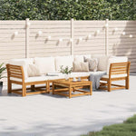 vidaXL Set de salón de jardín 6 piezas, muebles de jardín con cojines diseño de listones, conjunto de asientos para jardín y terraza, sofá modular, madera maciza de acacia