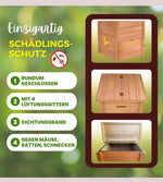 Compostador de madera a prueba de ratas con tapa, protección contra plagas, rejilla de ventilación y base, técnica de deslizamiento para compostar sin malos olores, sin necesidad de volteo, 340 L