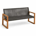 Banco de jardín con estructura de madera de teca y cuerda de polipropileno gris 150 cm