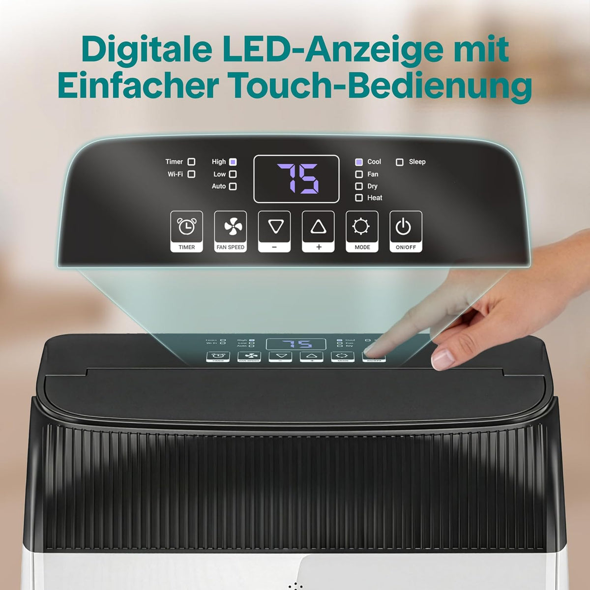 SereneLife klimagerät Mobil- mit Abluftschlauch, 12000 BTU WLAN, 4-in-1 Klimaanlage- Kühlen/Heizen/Ventilieren/Entfeuchten, Digitaldisplay, Timer und Fensterkit, bis 35m², für heiße Sommertage