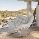 Grand Patio Mecedora para jardín, sillón oscilante, sillón mecedora para sala de estar, silla de relax acolchada, capacidad de carga de hasta 150 kg para jardín, dormitorio, sala de estar, rincón, porche, blanco crema