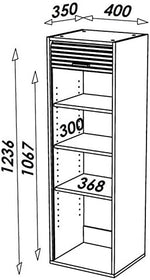 SIMMOB Armario con persiana 123,6 x 40 x 35 cm – armario alto estrecho con puerta de persiana – independiente o para montaje en pared – 3 estantes ajustables – armario de cocina aluminio mate