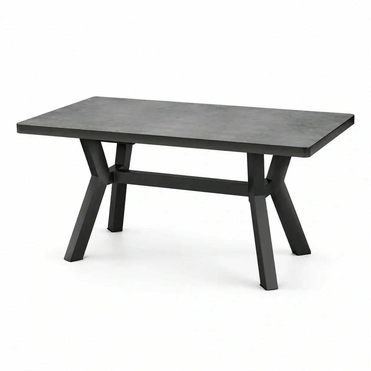 Mesa de jardín rectangular de aluminio y cerámica, negra