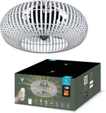 Ventilador de techo inteligente Varin® con luz, Wi-Fi Tuya, Ø 50 cm, lámpara de techo con ventilador, ventilador con luz de techo con 4 casquillos E27 (sin bombillas), mando a distancia, bambú blanco