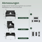 WOLTU Gartenmöbel 4-teilig Set mit 1 Sofa, 2 Sessel, 1 Couchtisch und Kissen Lounge-Möbel Outdoor 2-Sitzer-Bank mit Glas Gartentisch Terrassenmöbel Wetterfest für Garten, Terrassen, Balkon, Schwarz