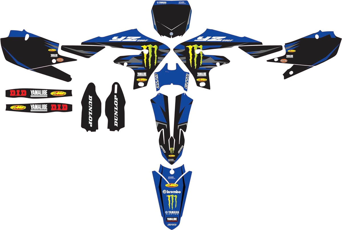 Kit de decoración completo compatible con Yamaha YZ/YZF 250 y 450 (2018–2023) – Adhesivos de motocross de alta calidad – Protección y diseño de competición – 3 variantes a elegir (Factory)