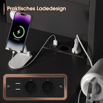 Tocador grande JUMMICO con iluminación LED ajustable y enchufes, tocador con espejo y 7 cajones, tocador moderno con 10 luces LED para dormitorio, negro