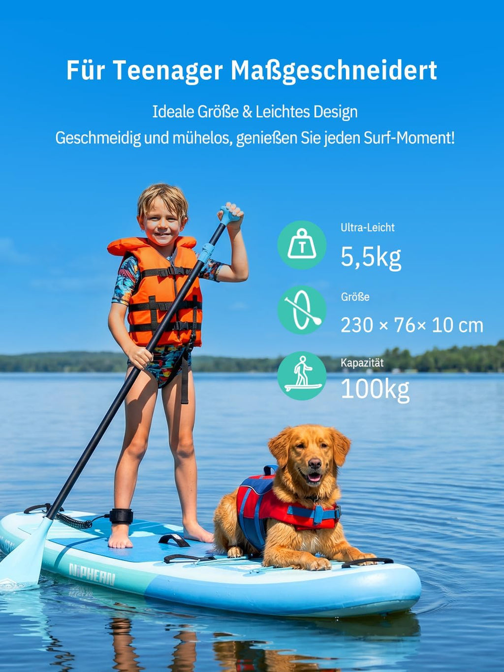 Tabla de paddle surf Niphean con asiento, tabla SUP (ultraligera) para mujeres, tabla de paddle surf con aleta StabilTrac de +30% de estabilidad, tabla de paddle inflable antideslizante para yoga y apta para mascotas