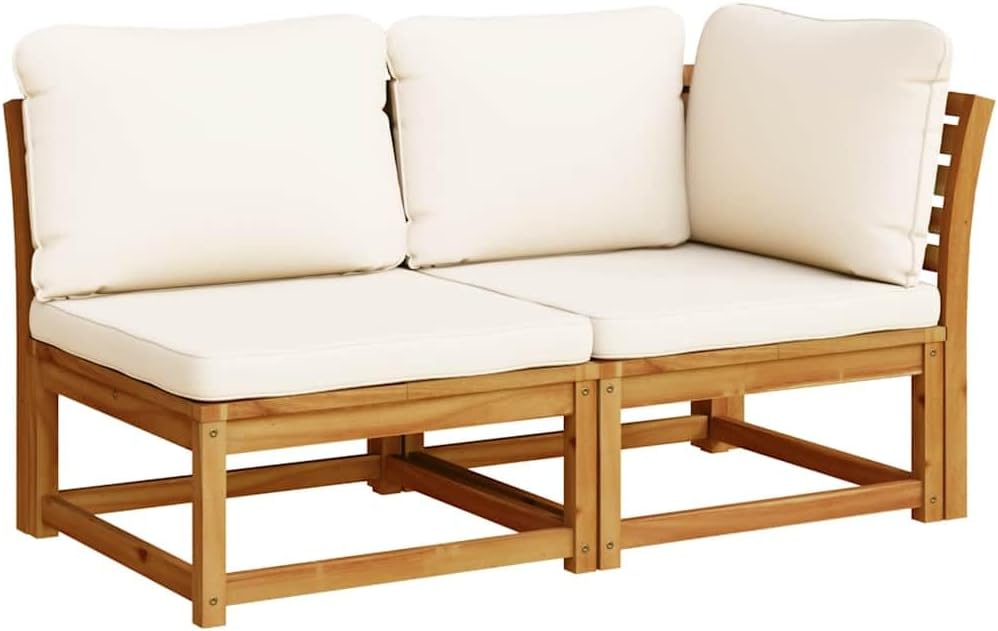 vidaXL Set de salón de jardín 6 piezas, muebles de jardín con cojines diseño de listones, conjunto de asientos para jardín y terraza, sofá modular, madera maciza de acacia