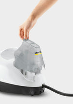 Limpiadora de vapor Kärcher SC 4 EasyFix blanco, presión de vapor: 3,5 bar, potencia: 2000 W, superficie: 100 m², sistema de 2 depósitos: 0,5 l + 0,8 l, con kit de limpieza de suelos y boquillas