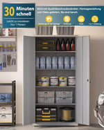 Aktenschrank, Mehrzweckschrank, Stahl-Aufbewahrungsschrank, Werkstattschrank, 180 x 80 x 40 cm, graues weiß