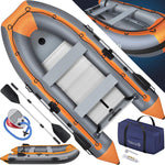 KESSER® Bote neumático Wave 230-320 cm set de 6 piezas inflable – Bote + banco, bomba de aire, remos, kit de reparación, bolsa, bote de pesca, bote de remo pequeño y grande - opción de combinación con motor, apto para agua salada