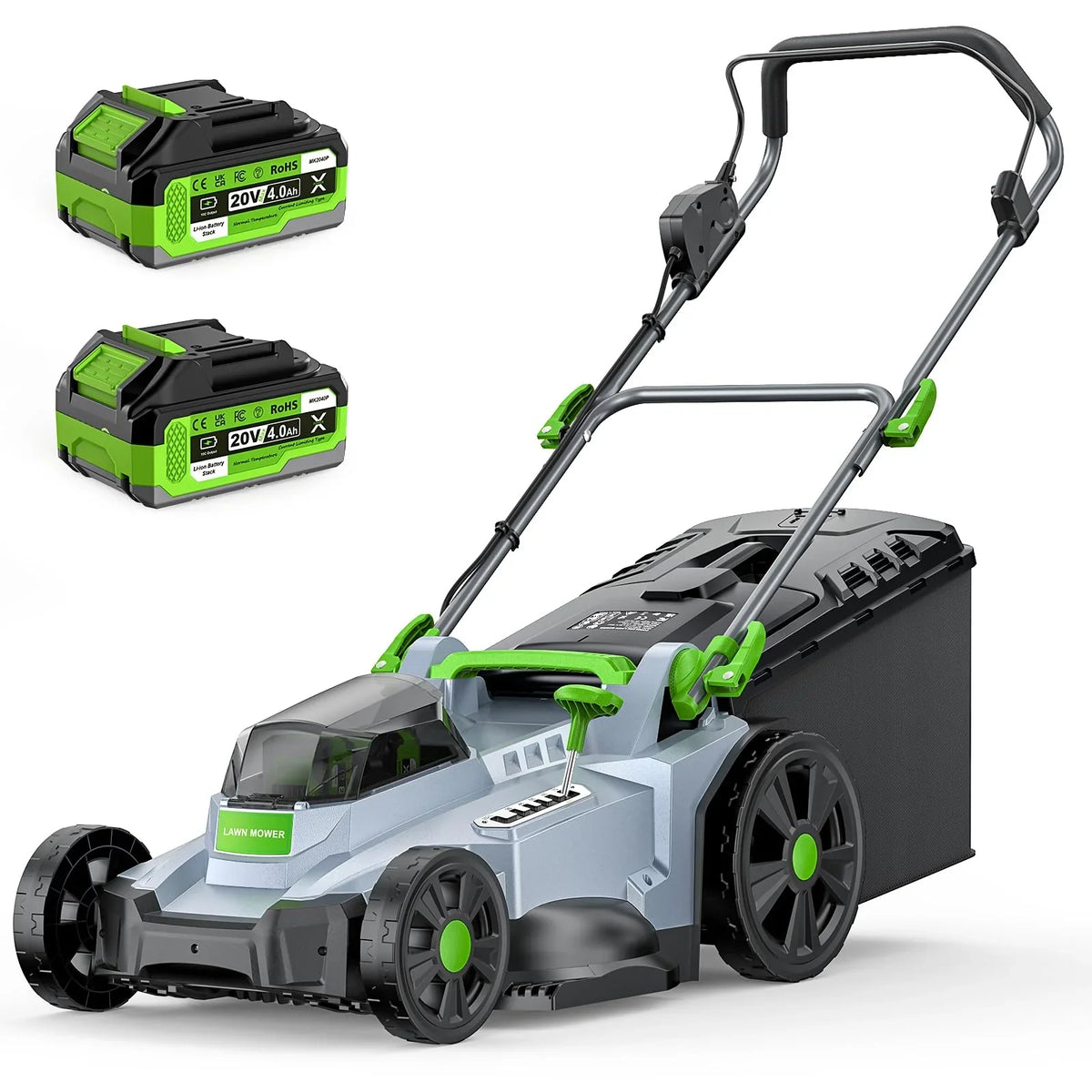 ETOOLAB Akku Rasenmäher 40V 2x20V 43cm 500m² brushless mulch kit 50L Fangkorb 6 Schnitthöhen 2x4,0Ah mit Ladegerät